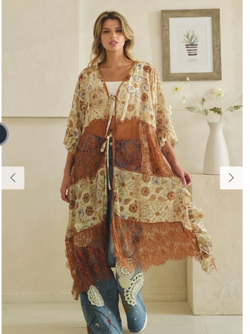 🌈 OLI AND HALI  “Amanda ” OLI & HAL Cardigan Duster Jacket With Lace Detail 63
